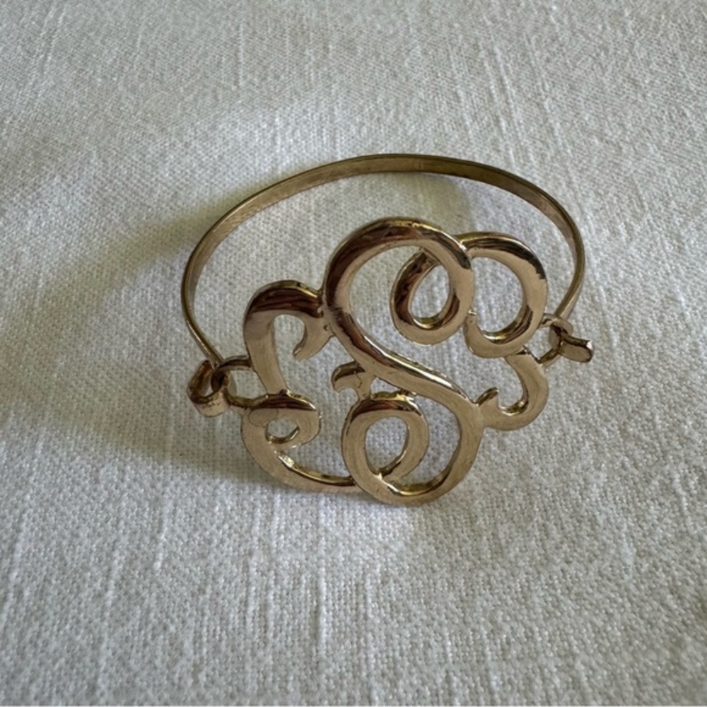 Monogram gold S initial bracelet